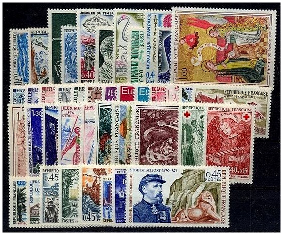 Timbre France Année 1970 Complète - France 1970 Full Year