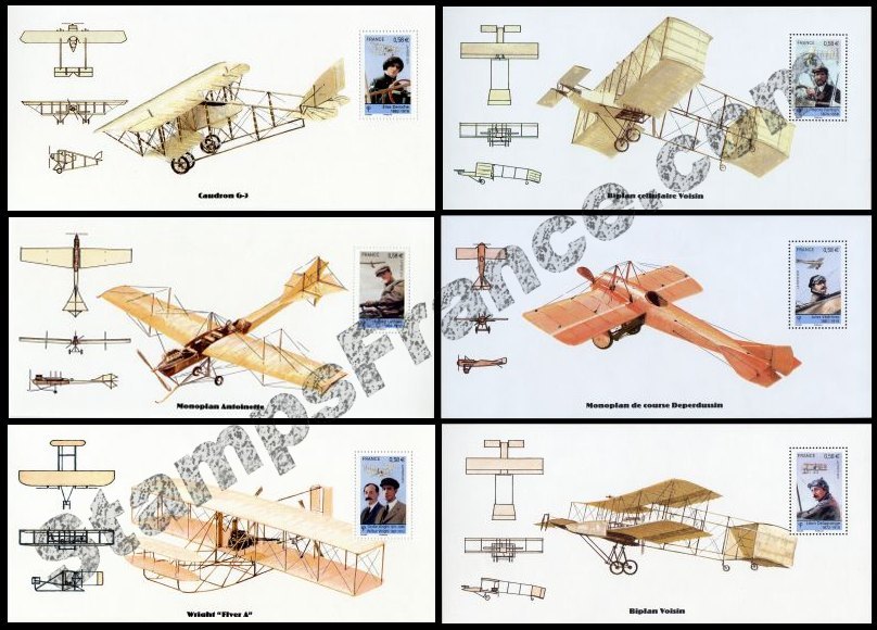 France Yvert Bloc Souvenir 49/54 - Les pionniers de l'aviation - Click Image to Close