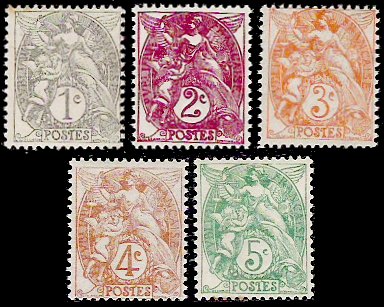 Timbre France Yvert 107/111 - France Scott 109/113