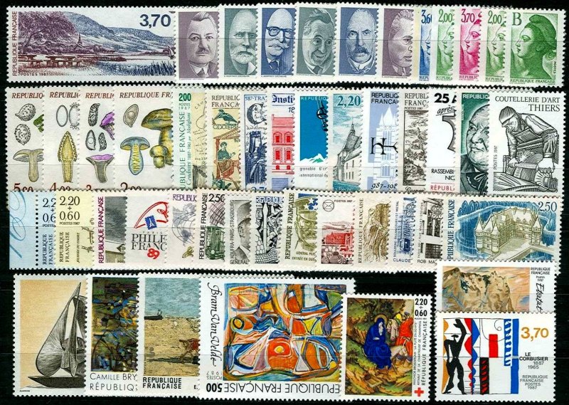Timbre France Année 1987 Complète - France 1987 Full Year