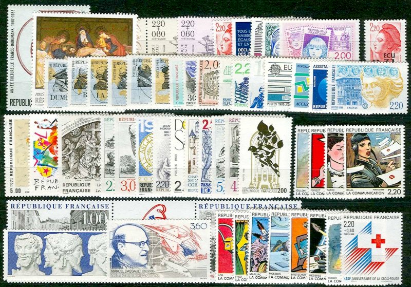 Timbre France Année 1988 Complète - France 1988 Full Year - Click Image to Close
