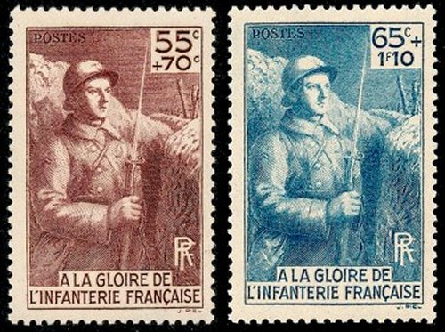 Timbre France Yvert 386/387 - France Scott B71/B72