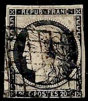 Timbre France Yvert 3 - France Scott 3