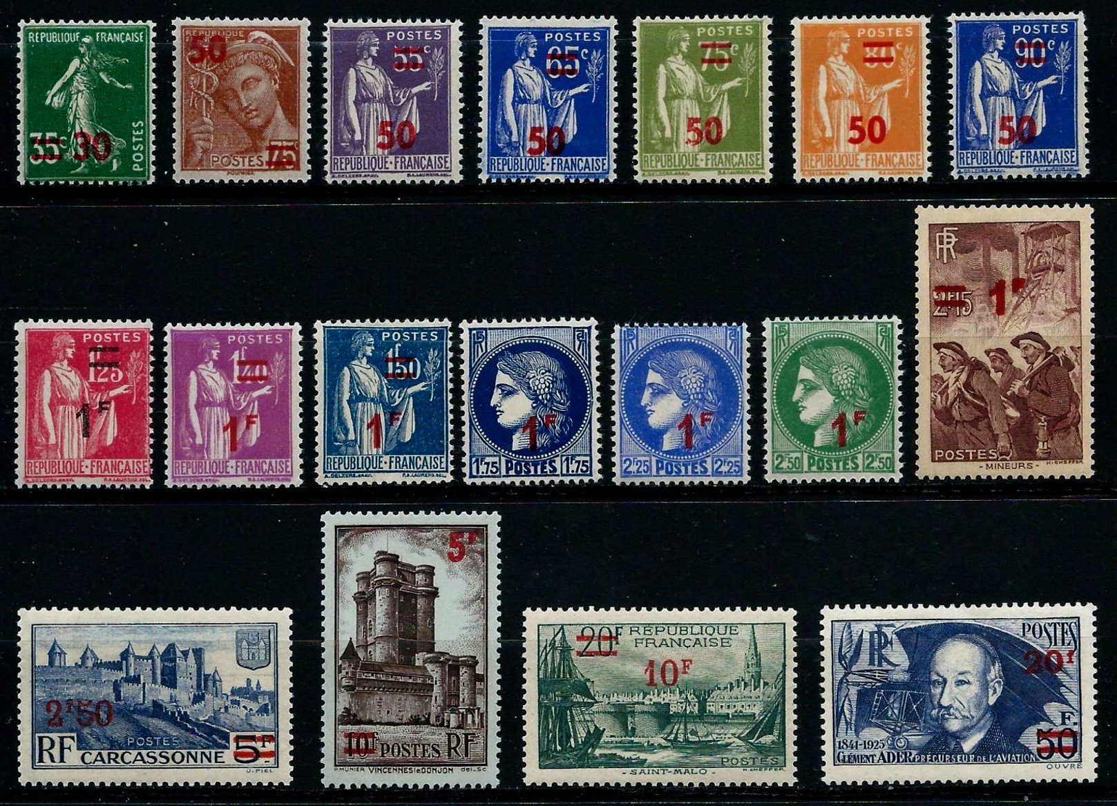 Timbre France Yvert 476/493 - France Scott 400/414 - Click Image to Close