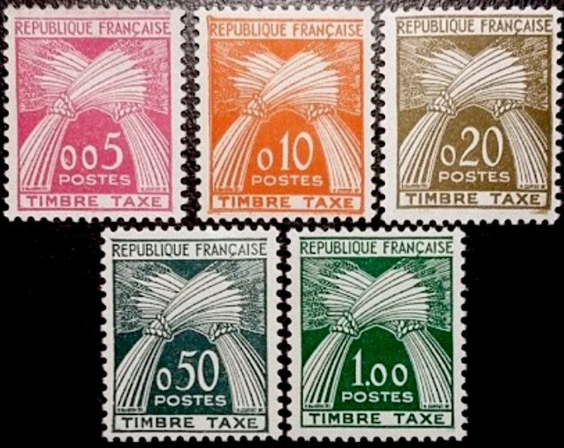 Timbre France Yvert Taxe 90/94 - France Scott J93/J97 - Click Image to Close