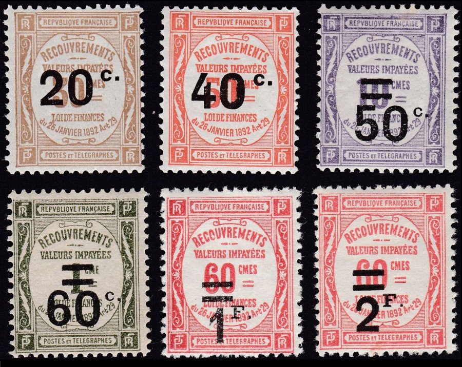 Timbre France Yvert Taxe 49/54 - France Scott J52/J57