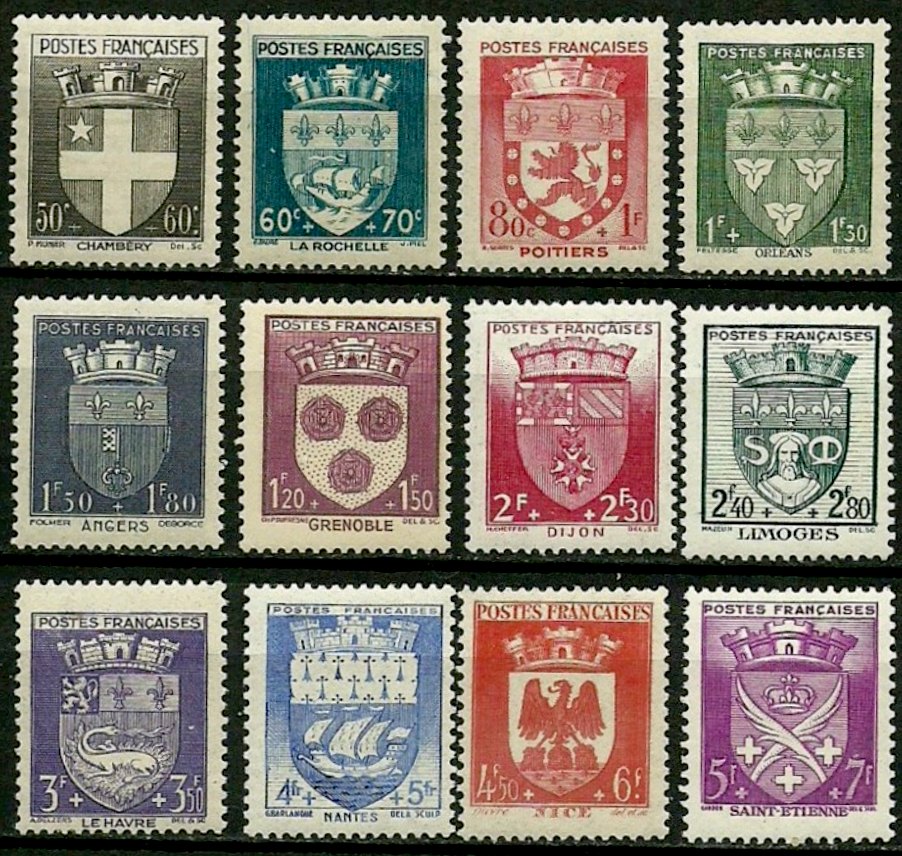 Timbre France Yvert 553/564 - France Scott B135/B146